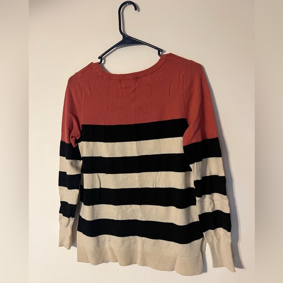 Pink Rose Women’s Sweater, Pink, White & Black Striped, Cotton, Size Medium - Picture 2 of 7